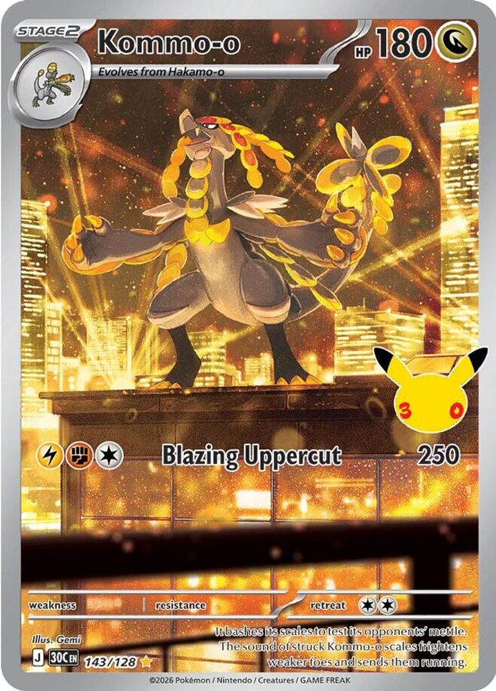 Kommo-o - 143/128 ME: 30th Celebration Illustration Rare Holo Pokemon - NM