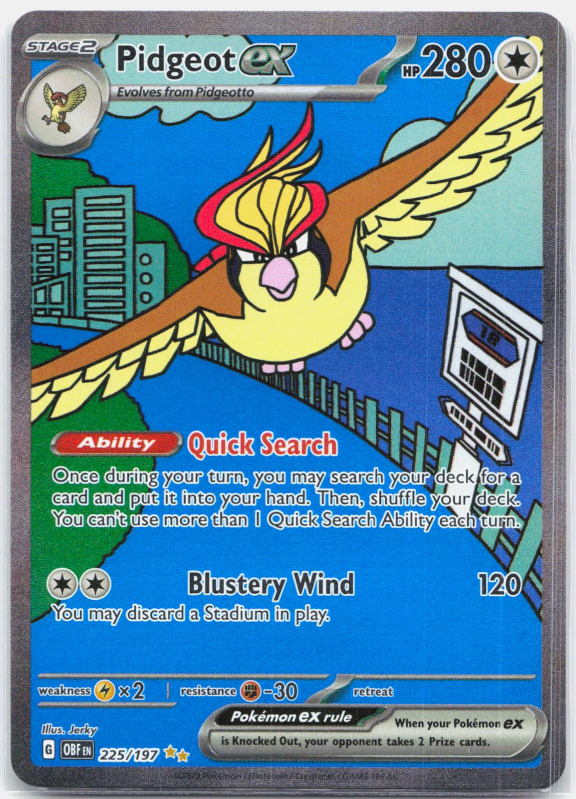 Pidgeot ex - 225/197 Obsidian Flames Special Illustration Pokemon - NM