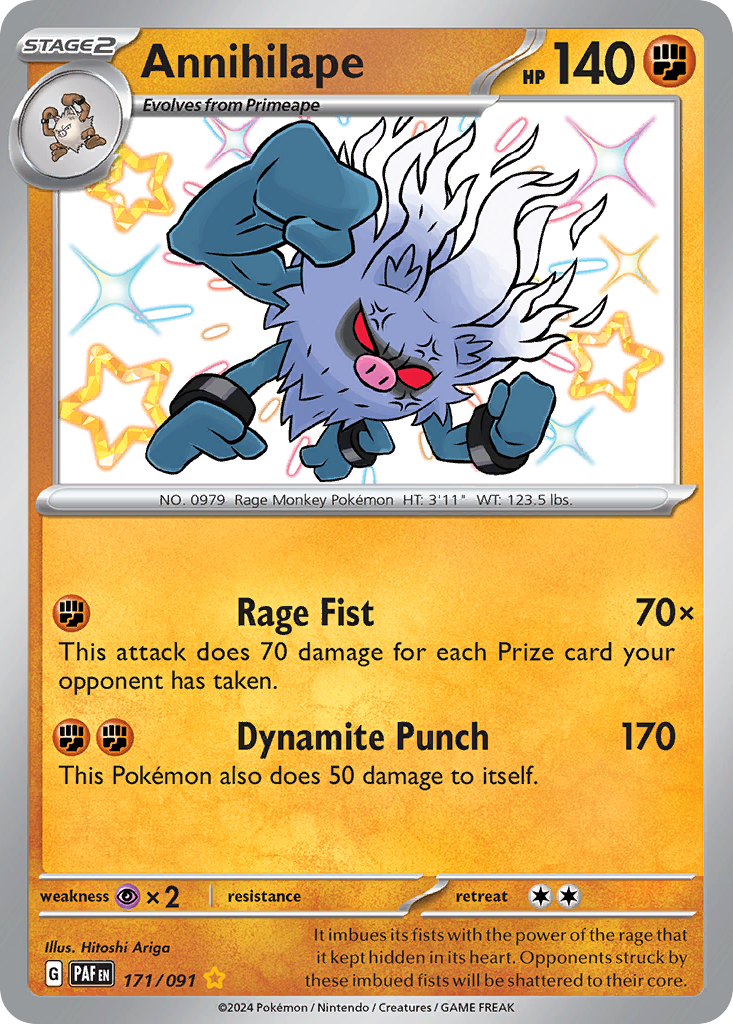 Annihilape - 171/091 Paldean Fates Shiny Rare Holo Pokemon - NM