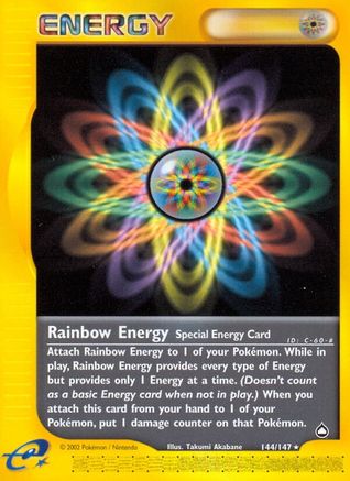 Rainbow Energy - 144/147 Aquapolis Rare Pokemon - NM