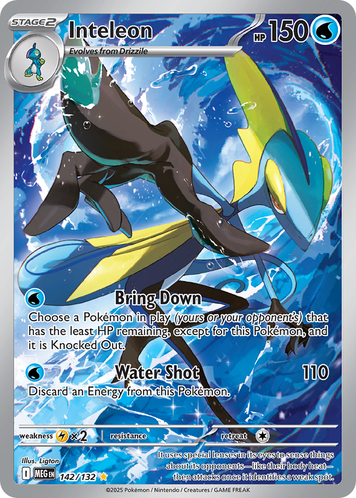 Inteleon - 142/132 Mega Evolution Illustration Rare Holo Pokemon - NM