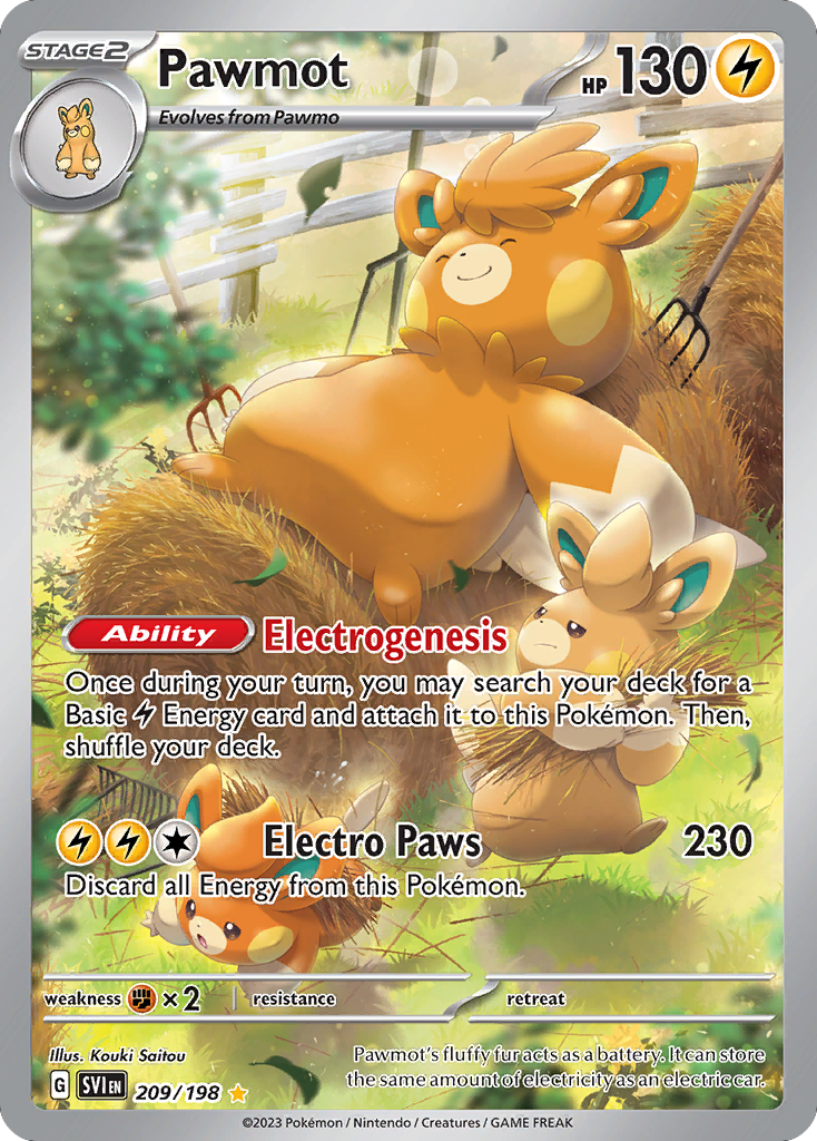 Pawmot - 209/198 Scarlet & Violet Illustration Rare Holo Pokemon - NM