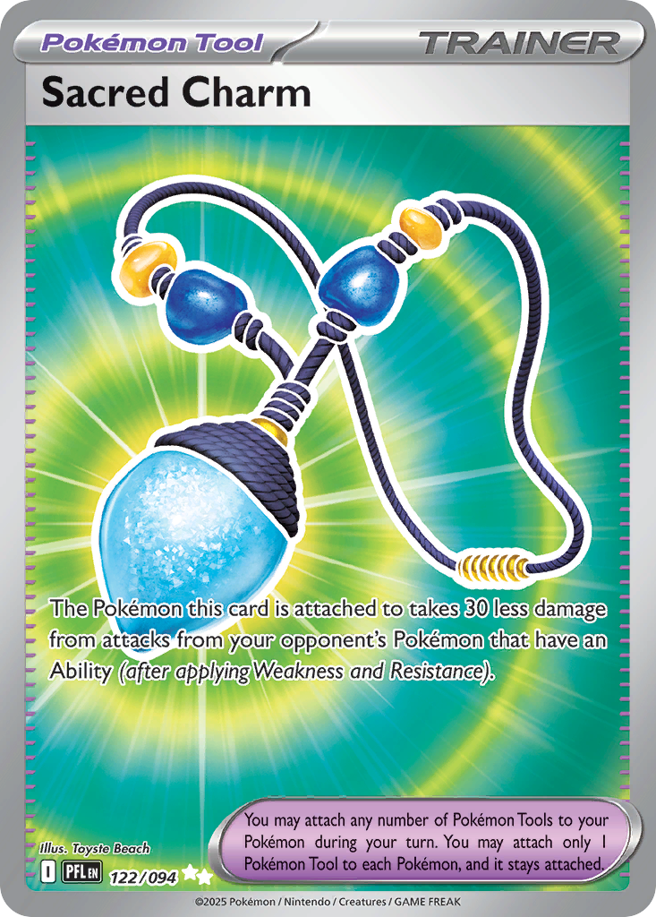 Sacred Charm - 122/094 Phantasmal Flames Ultra Rare Holo Pokemon - NM