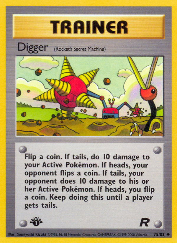 Digger - 75/82 Team Rocket Uncommon 1st Edition Pokemon - NM
