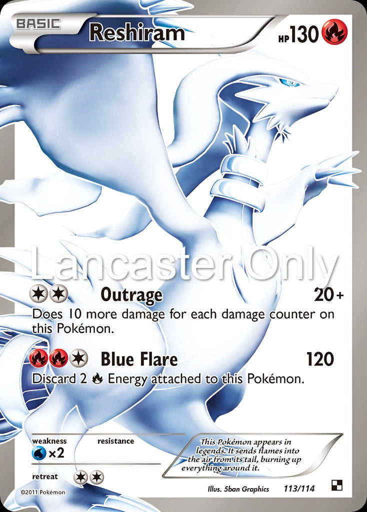 Reshiram - 113/114 Black & White Holo Ultra Rare Pokemon - NM/LP (Lanc)