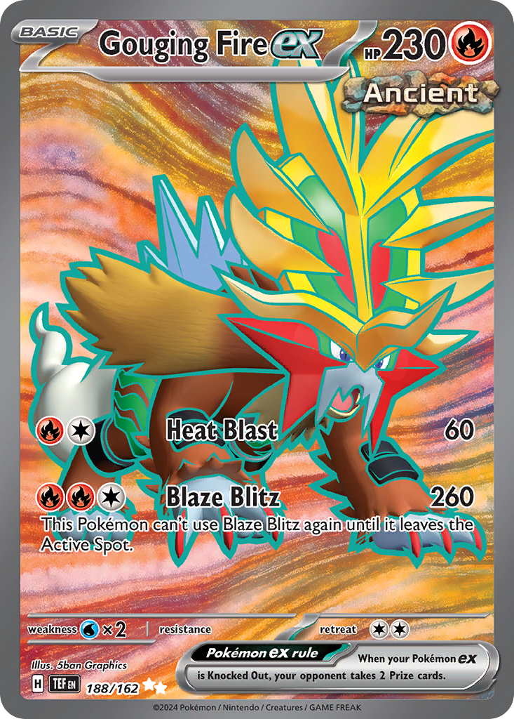 Gouging Fire ex - 188/162 Temporal Forces Ultra Rare Holo Pokemon - NM