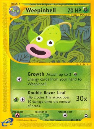 Weepinbell - 65/147 Aquapolis Uncommon Pokemon - NM