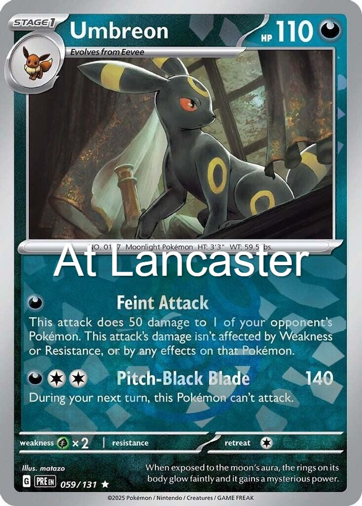 Umbreon (Master Ball Pattern) - 059/131 Prismatic Evolutions Rare Pokemon - NM (Lanc)