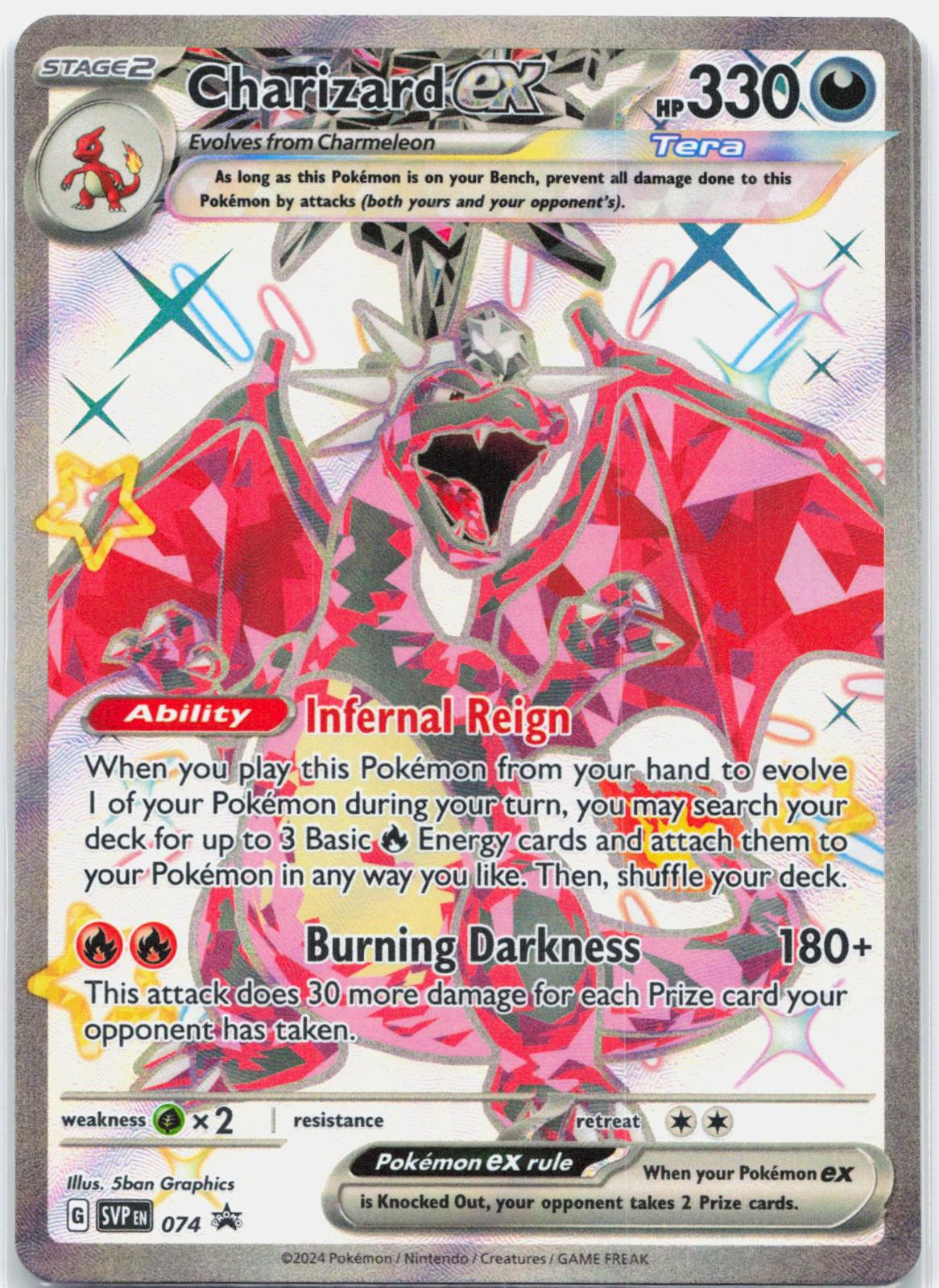 Charizard ex - SVP074 Scarlet & Violet Promo Shiny Full Art Pokemon - NM