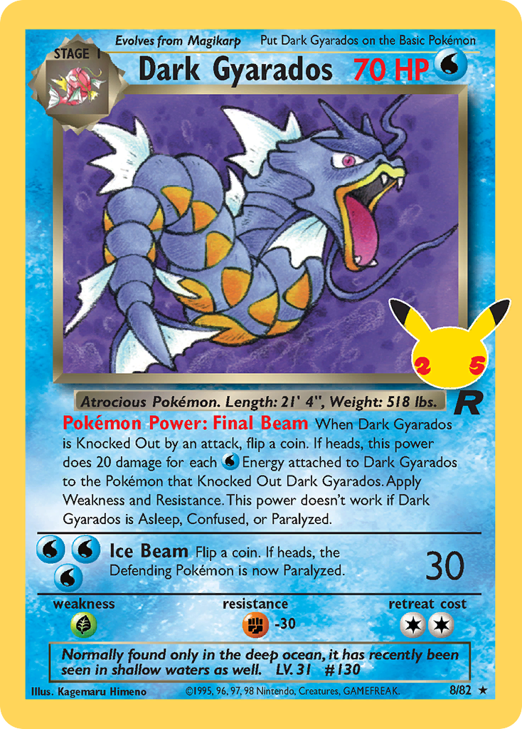 Dark Gyarados - 8/82 Celebrations: Classic Collection Holo Pokemon - NM