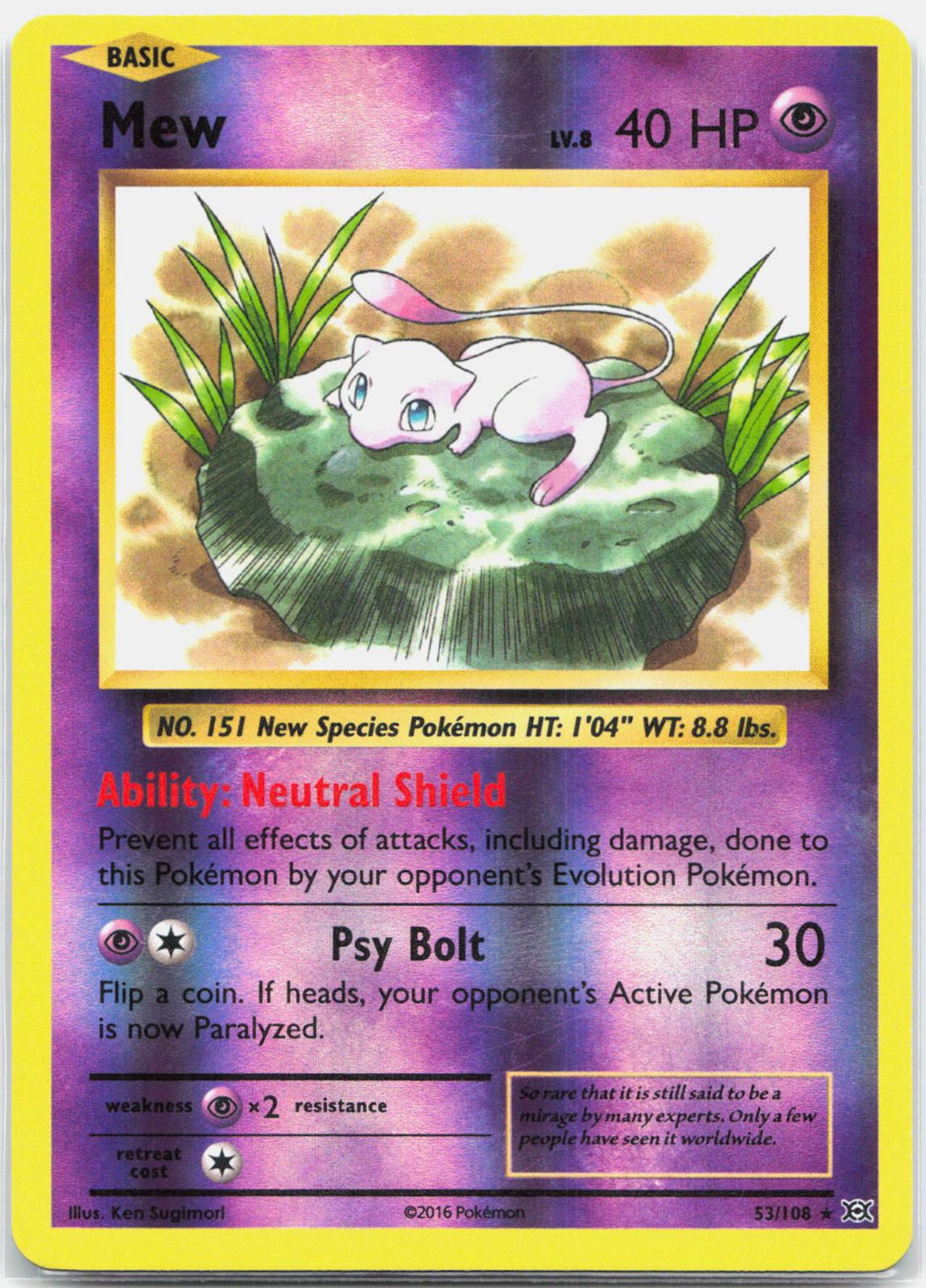 Mew - 53/108 Evolutions Reverse Holo Rare Pokemon - NM/LP