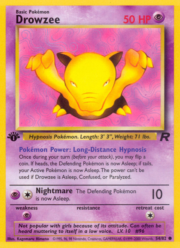 Drowzee - 54/82 Team Rocket Common Unlimited Pokemon - NM