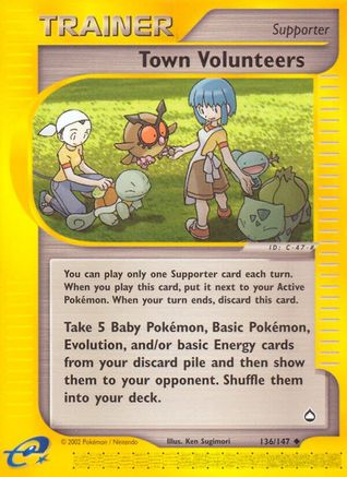 Town Volunteers - 136/147 Aquapolis Uncommon Pokemon - NM
