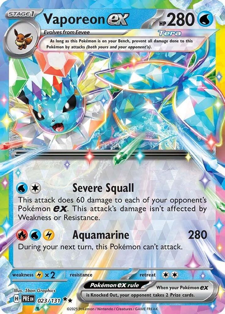 Vaporeon ex - 023/131 Prismatic Evolutions Double Rare Holo Pokemon - NM