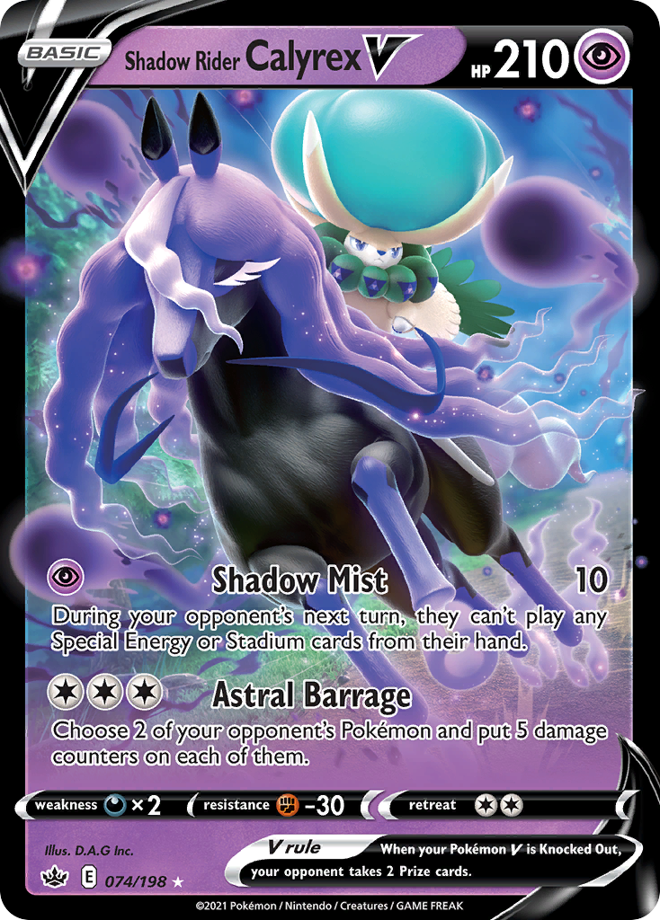 Shadow Rider Calyrex V - 074/198 Chilling Reign V Rare Holo Pokemon - NM