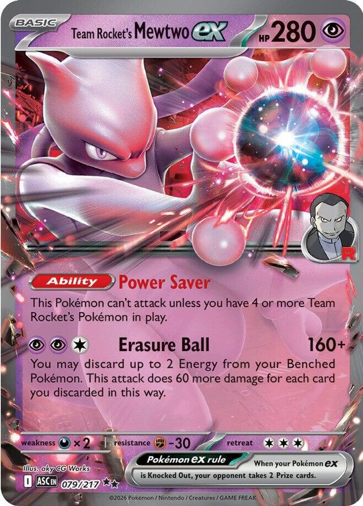 Team Rocket's Mewtwo ex - 079/217 Ascended Heroes Double Rare Holo Pokemon - NM