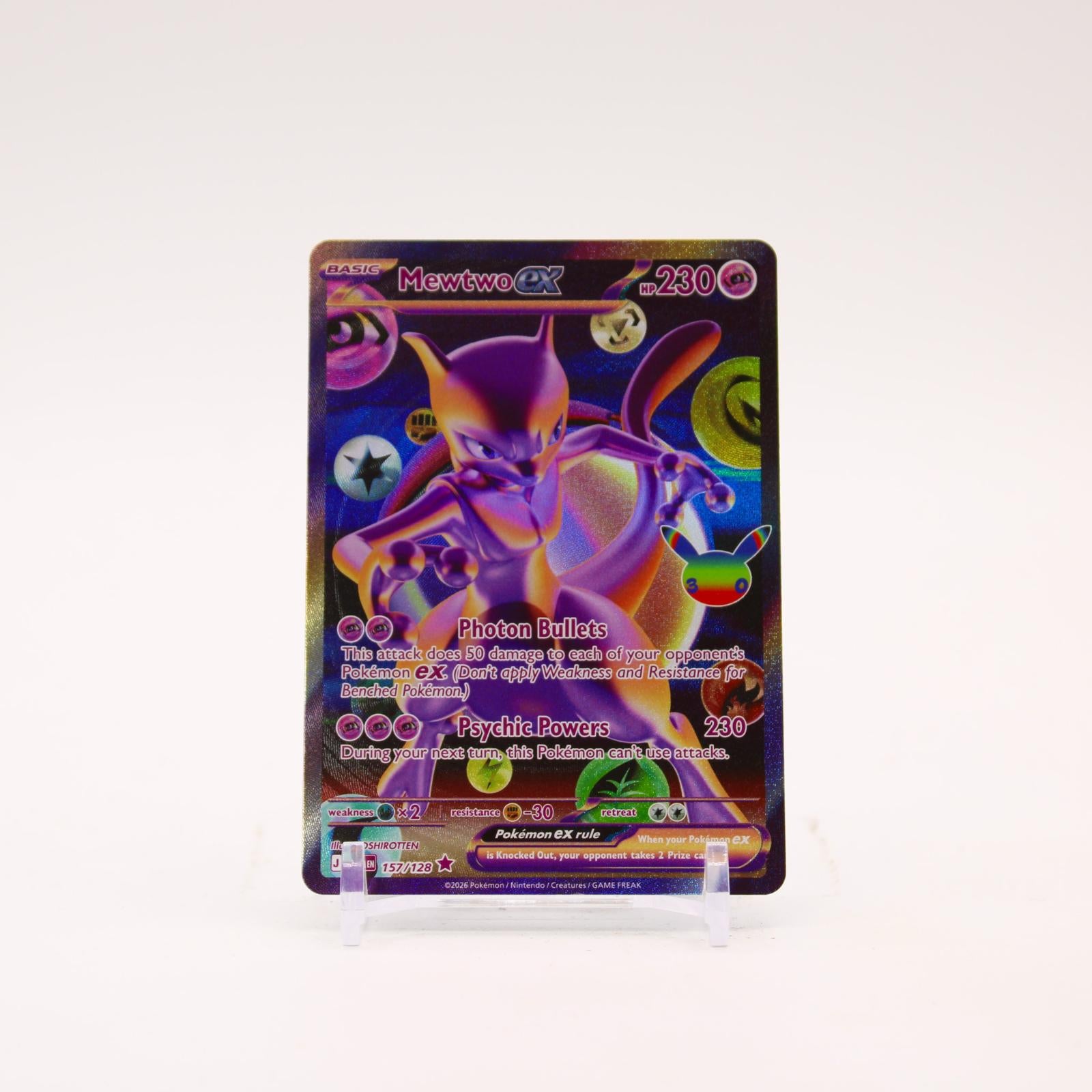 Mewtwo ex - 157/128 30th Celebration Holo Futuristic Rare Pokemon - NM/MINT