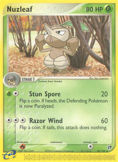 Nuzleaf - 49/100 Sandstorm Uncommon Pokemon - NM