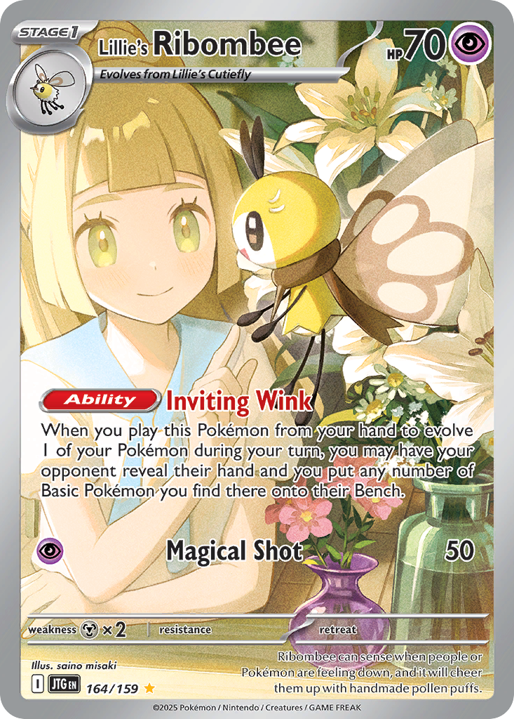 Lillie's Ribombee - 164/159 Journey Together Illustration Rare Holo Pokemon - NM