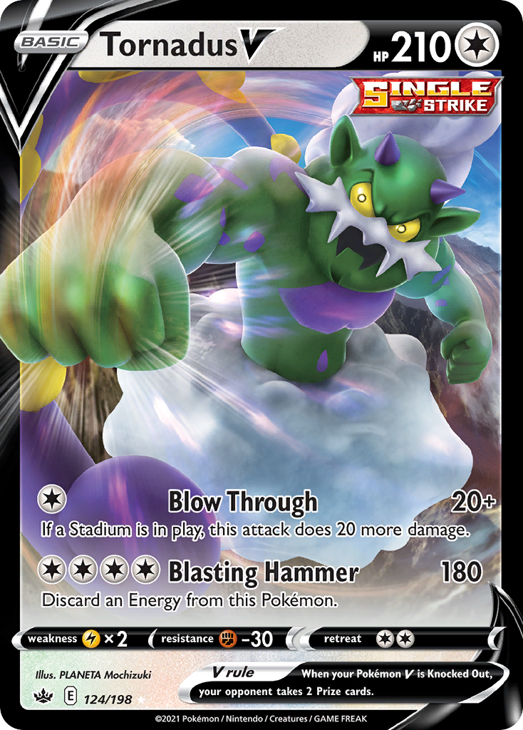 Tornadus V - 124/198 Chilling Reign V Rare Holo Pokemon - NM