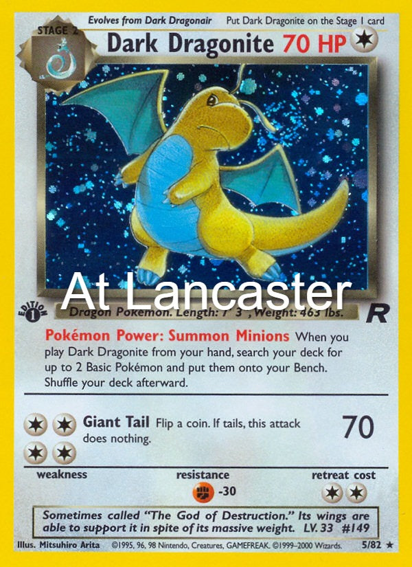 Dark Dragonite - 5/82 Team Rocket Unlimited Holo Rare Pokemon - MP/HP (Lanc)