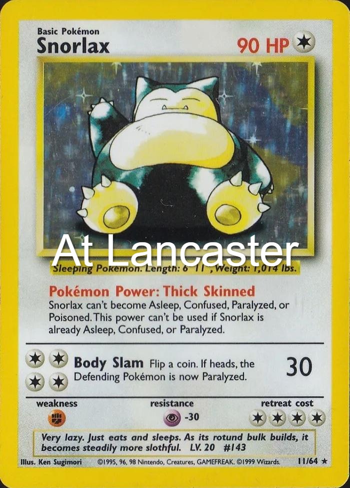 Snorlax - 11/64 Jungle Holo Rare Pokemon (No Set Symbol) - NM/LP (Lanc)