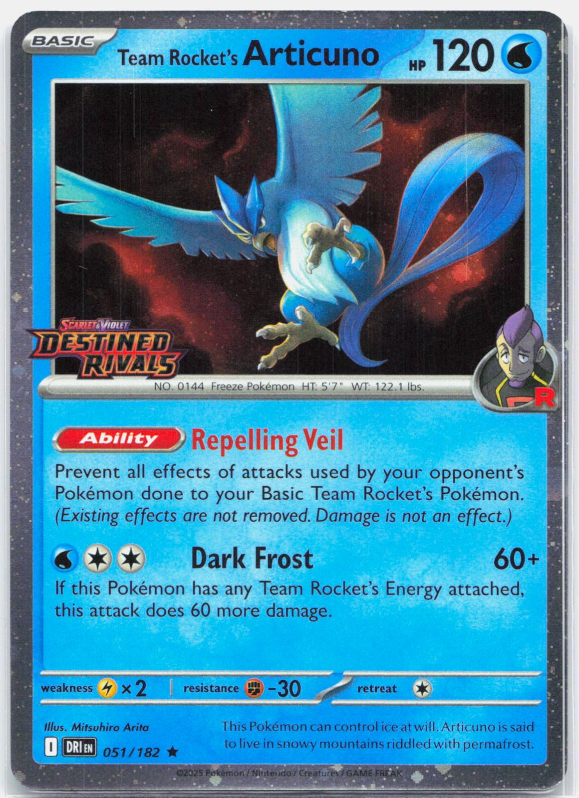 Team Rocket's Articuno - 051/182 Destined Rivals Stamped Promo Holo Pokemon - NM
