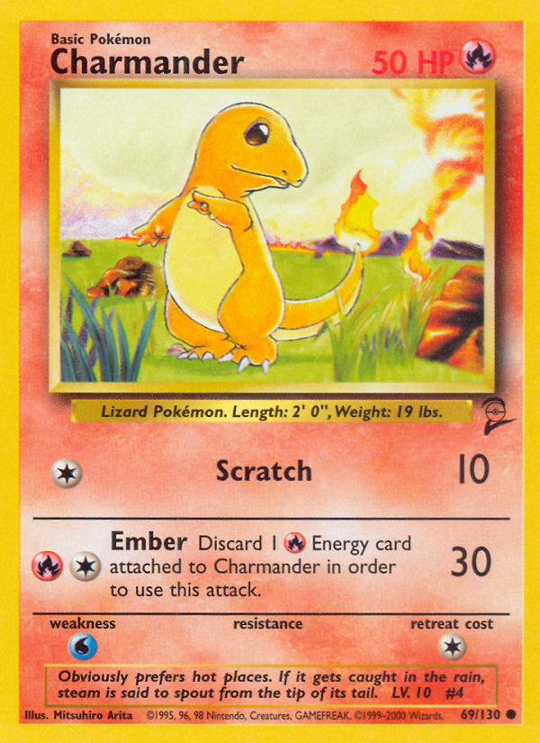 Charmander - 69/130 Base Set 2 Common Pokemon - NM