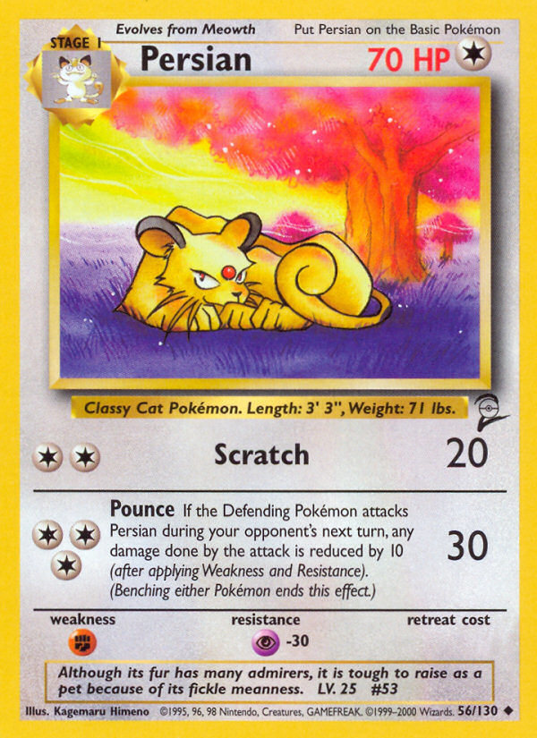 Persian - 56/130 Base Set 2 Uncommon Pokemon - NM