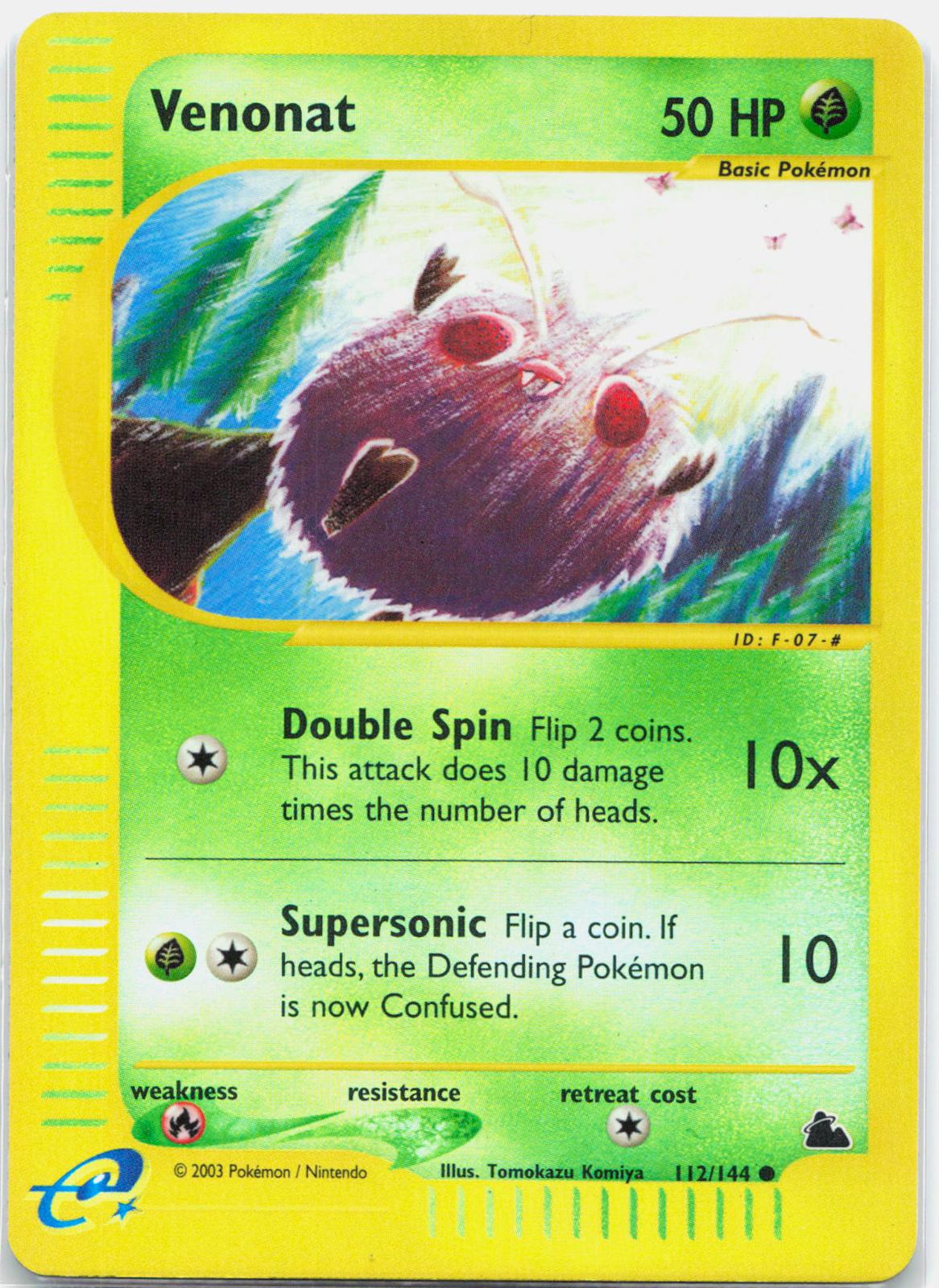 Venonat - 112/144 Skyridge Reverse Holo Common Pokemon - NM/LP