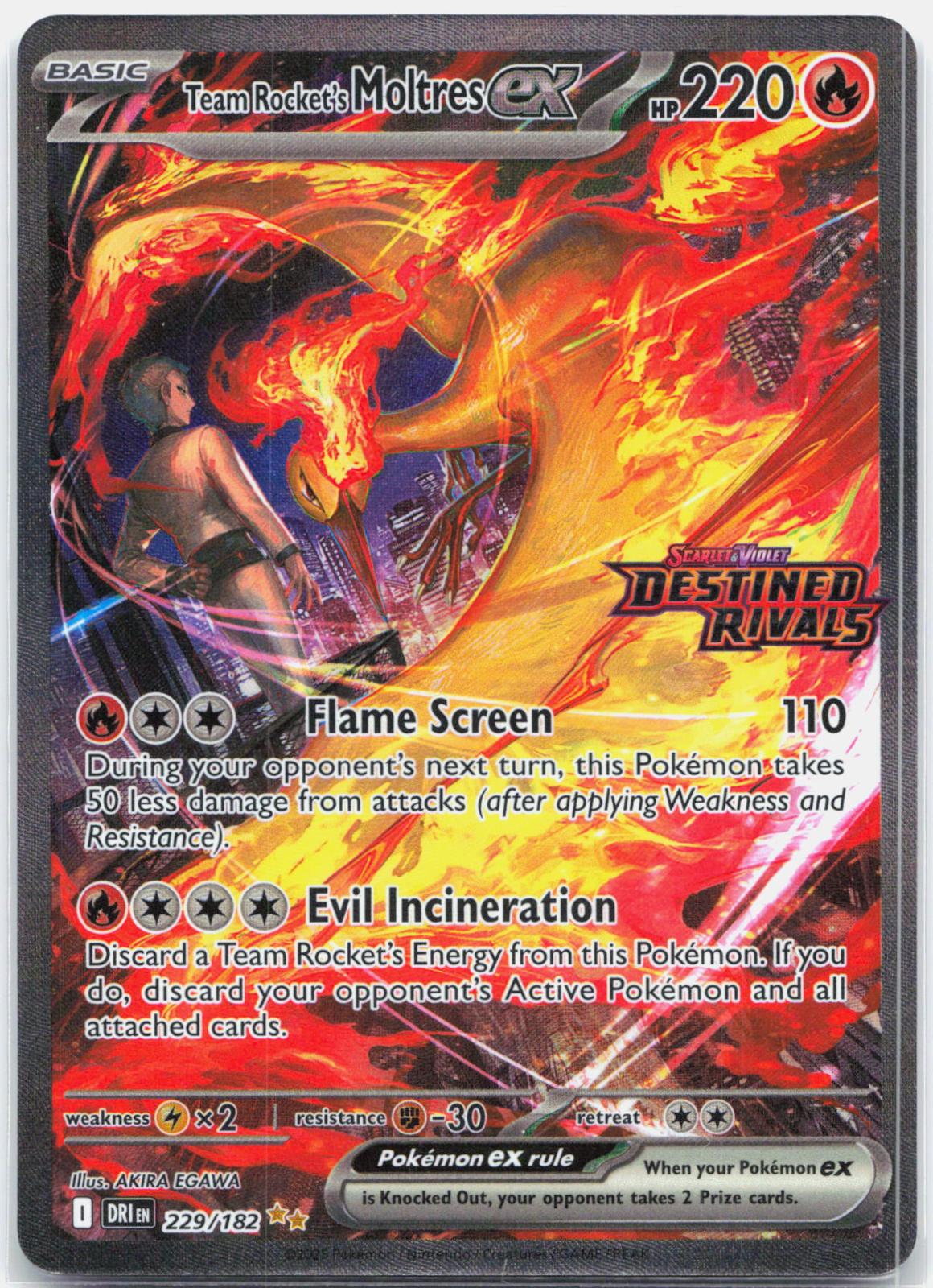 Team Rocket's Moltres ex - 229/182 Destined Rivals Stamped Promo Special Illustration Pokemon - NM