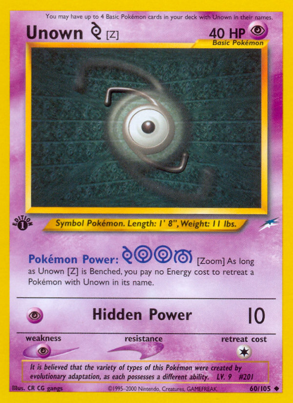 Unown [Z] - 60/105 Neo Destiny Uncommon Unlimited Pokemon - NM