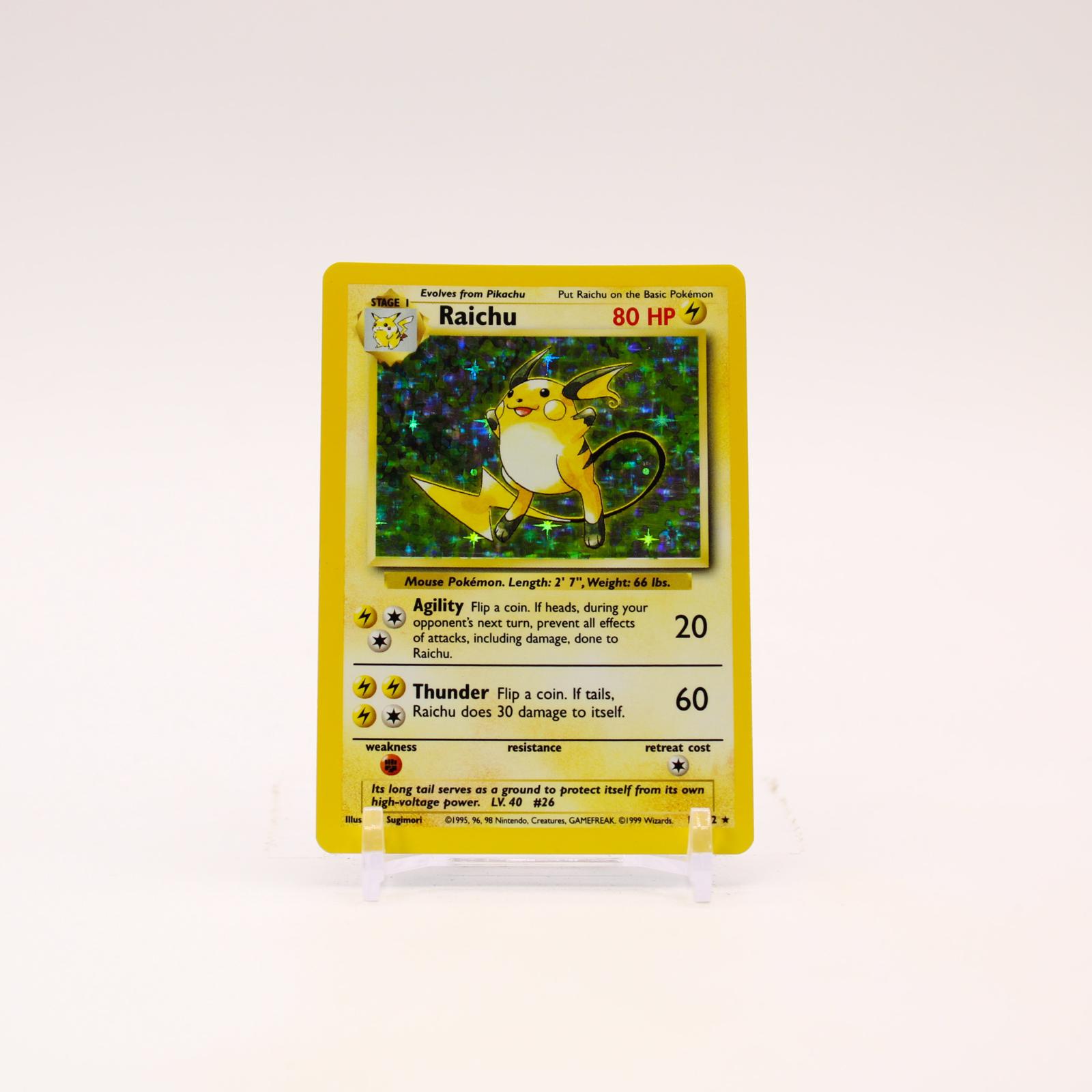 Raichu - 14/102 Base Set Unlimited Holo Rare Pokemon - NM/LP