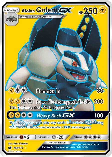 Alolan Golem GX - 102/111 Crimson Invasion Full Art Pokemon - NM/MINT