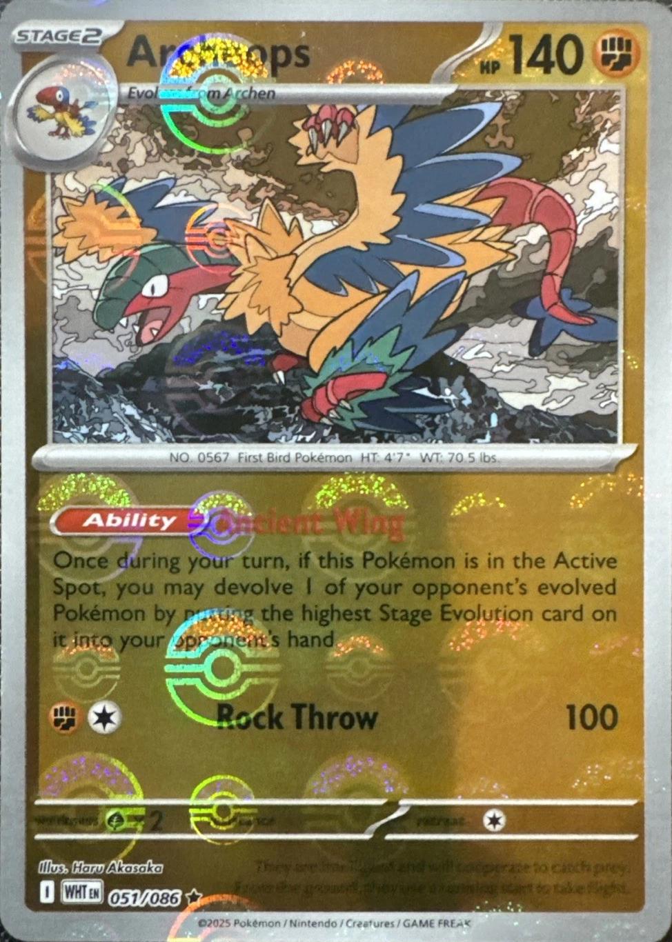 Archeops - 051/086  SV11W White Flare Poke Ball Holo pokemon - MINT