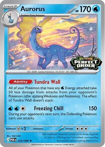 Aurorus - 024/088 Perfect Order Stamped PROMO Cosmos Holo Pokemon - NM/MINT
