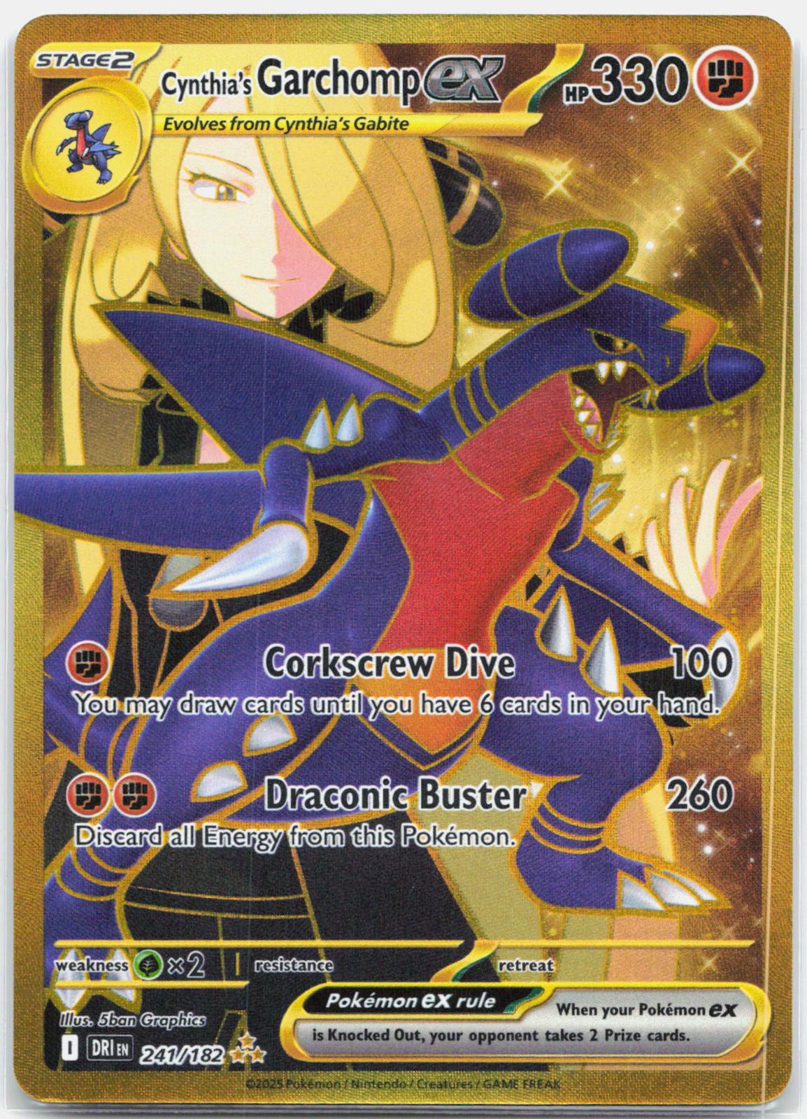 Cynthia's Garchomp ex - 241/182 Destined Rivals Gold Pokemon - NM/MINT