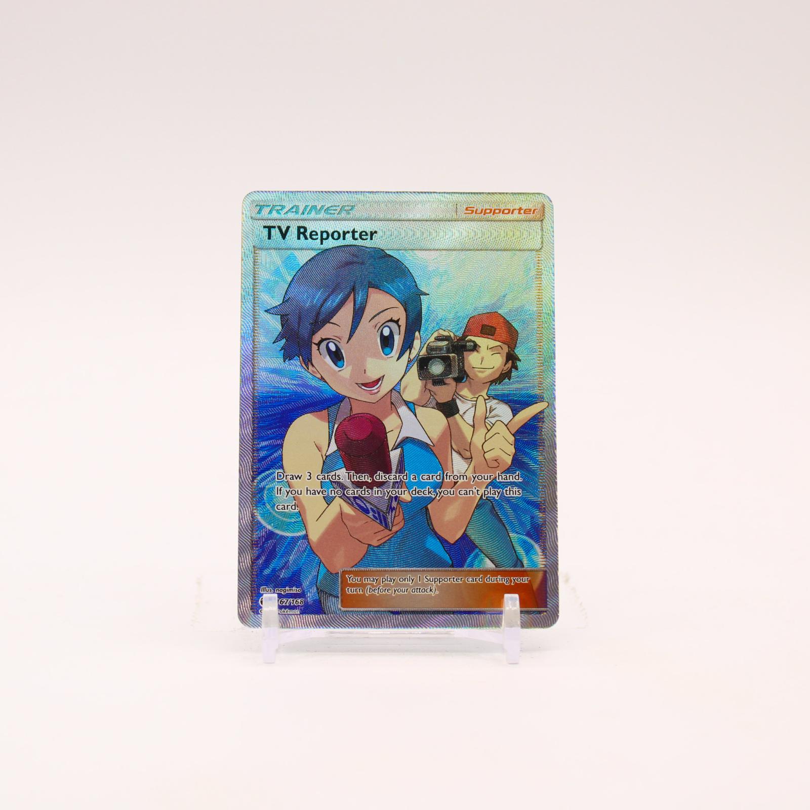 TV Reporter - 167/168 Celestial Storm Holo Full Art Trainer - NM