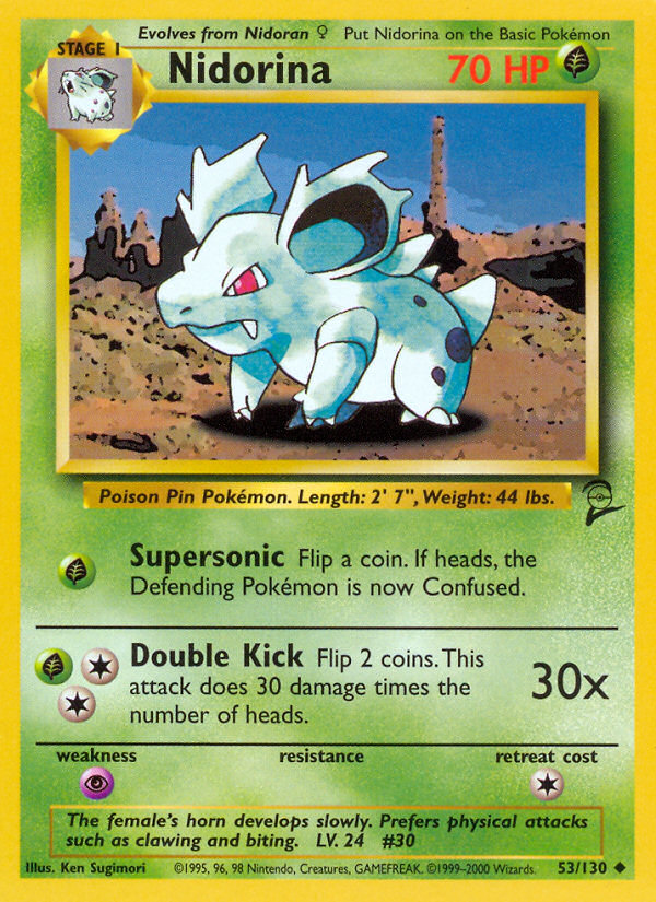 Nidorina - 53/130 Base Set 2 Uncommon Pokemon - NM