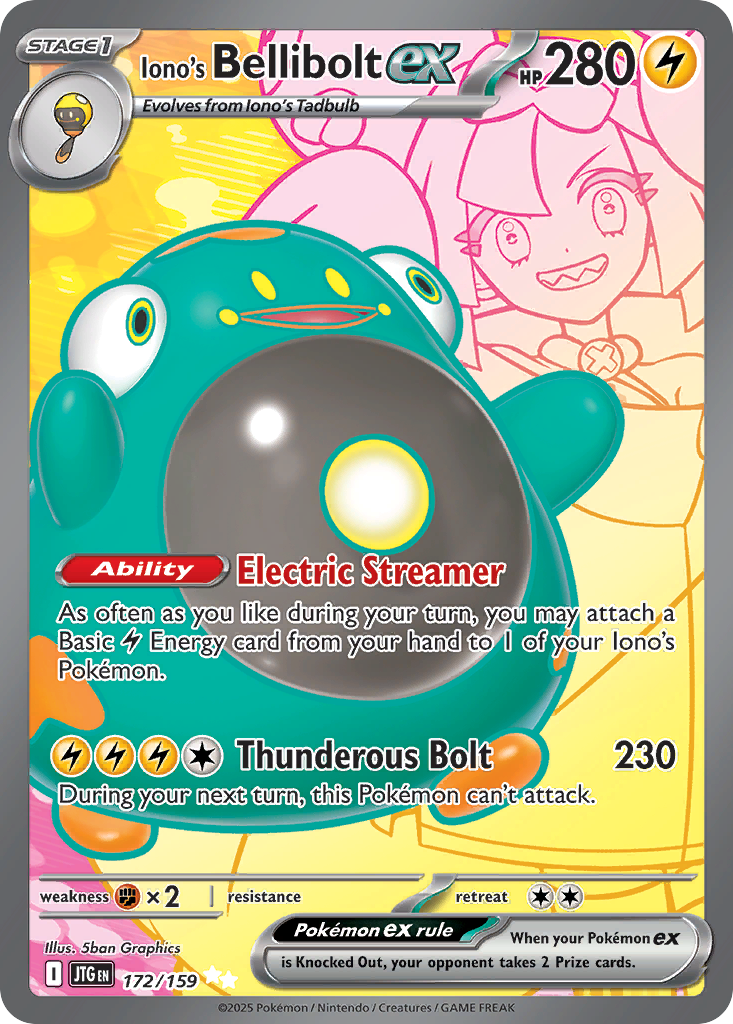 Iono's Bellibolt ex - 172/159 Journey Together Ultra Rare Holo Pokemon - NM