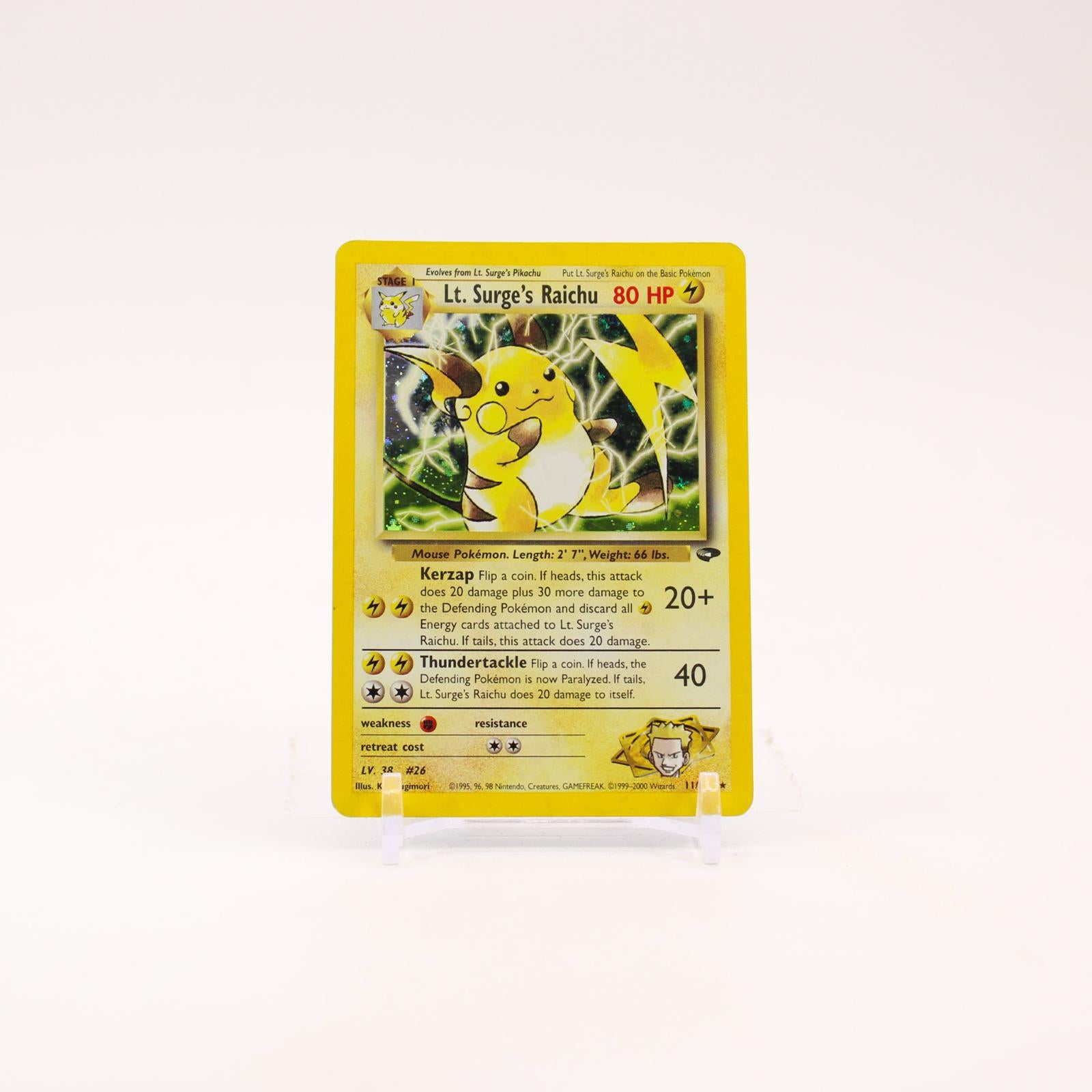 Lt. Surge's Raichu - 11/132 Gym Challenge Unlimited Holo Rare Pokemon - MP