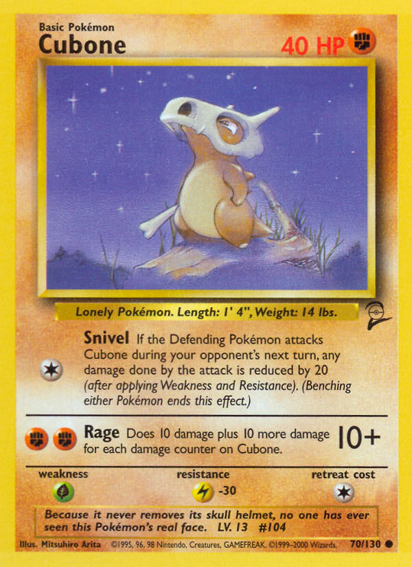 Cubone - 70/130 Base Set 2 Common Pokemon - NM