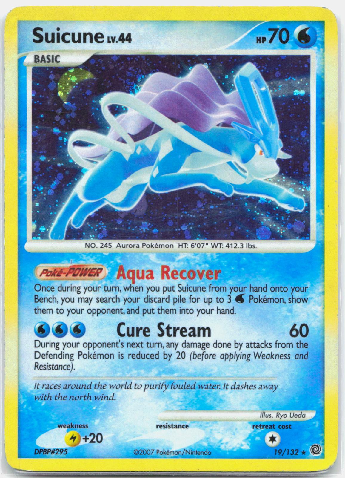 Suicune - 19/132 Secret Wonders Holo Rare HOLO BLEED SWIRL Pokemon - MP