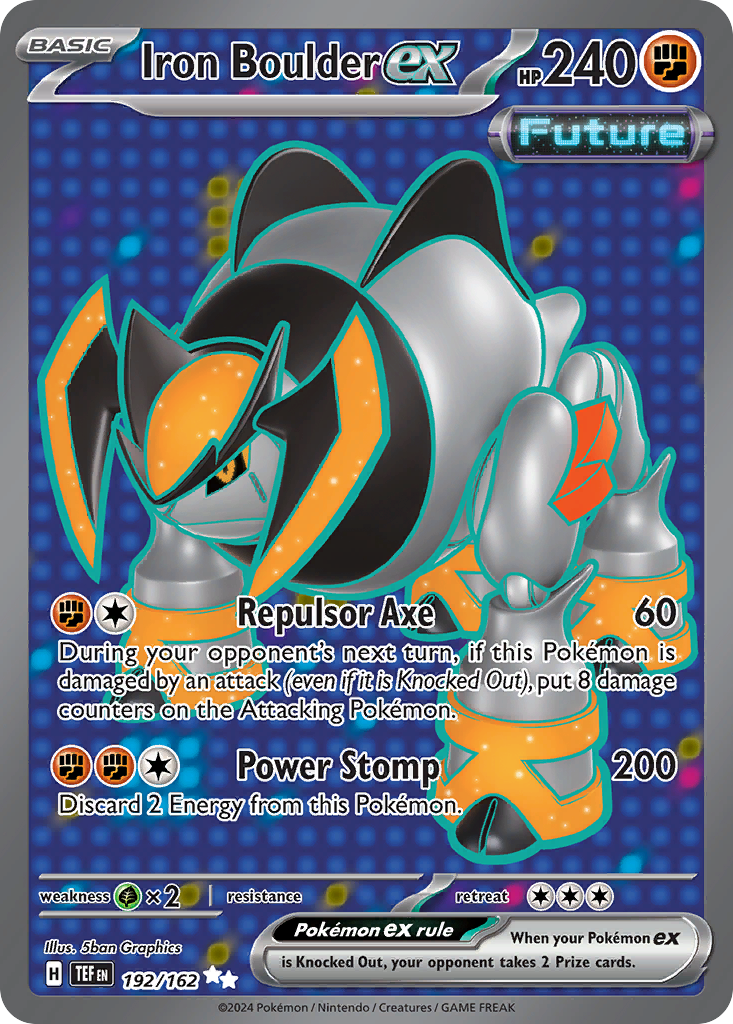 Iron Boulder ex - 192/162 Temporal Forces Ultra Rare Holo Pokemon - NM