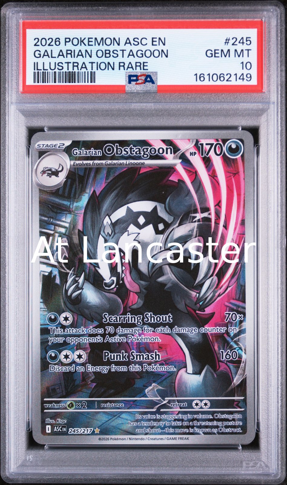 Galarian Obstagoon - 245 PSA 10 Ascended Heroes Illustration Rare Pokemon