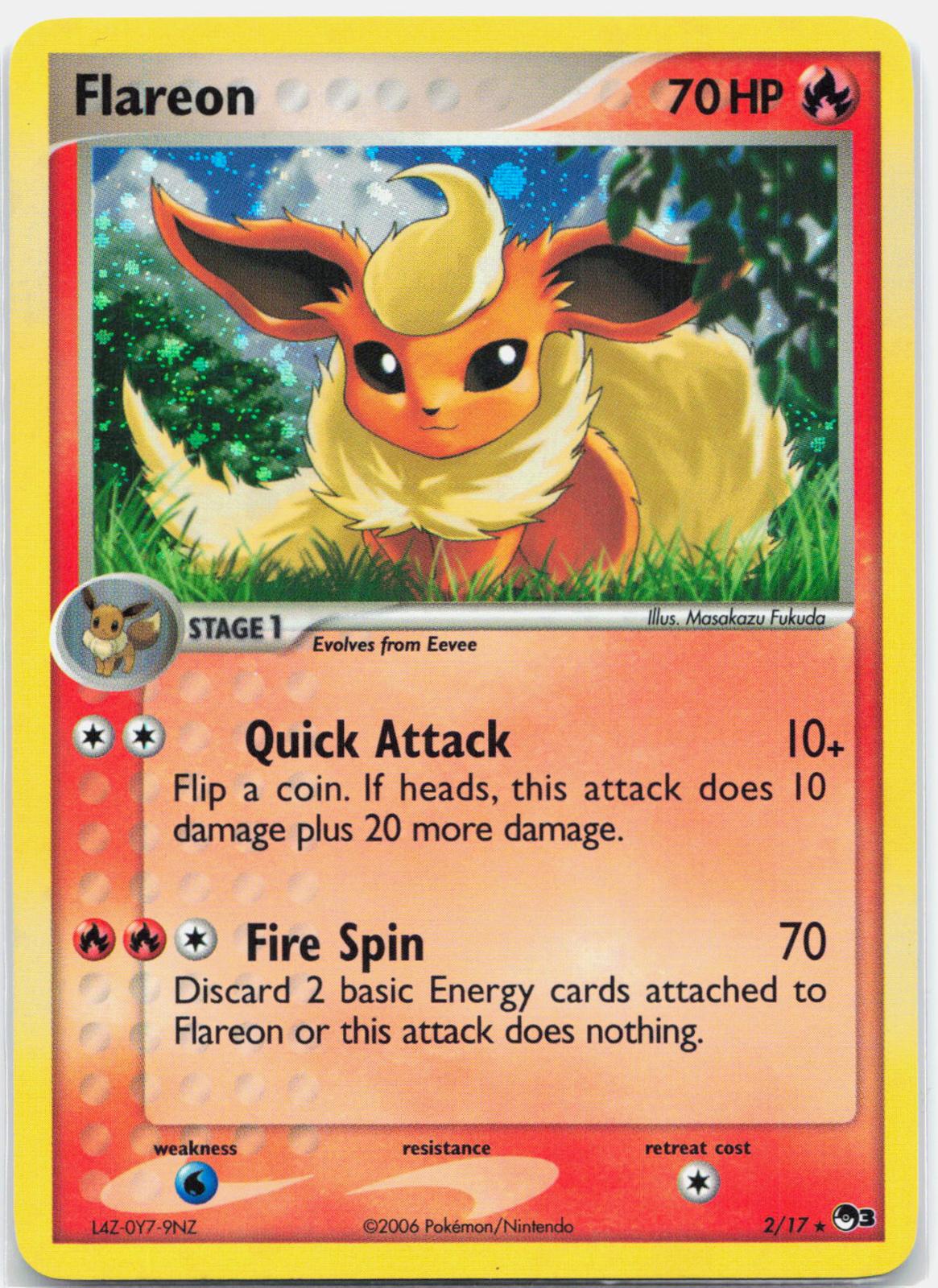 Flareon - 2/17 POP Series 3 Holo Rare Pokemon - NM/LP