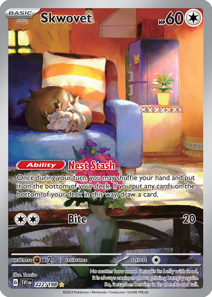 Skwovet - 222/198 Scarlet & Violet Illustration Rare Holo Pokemon - NM