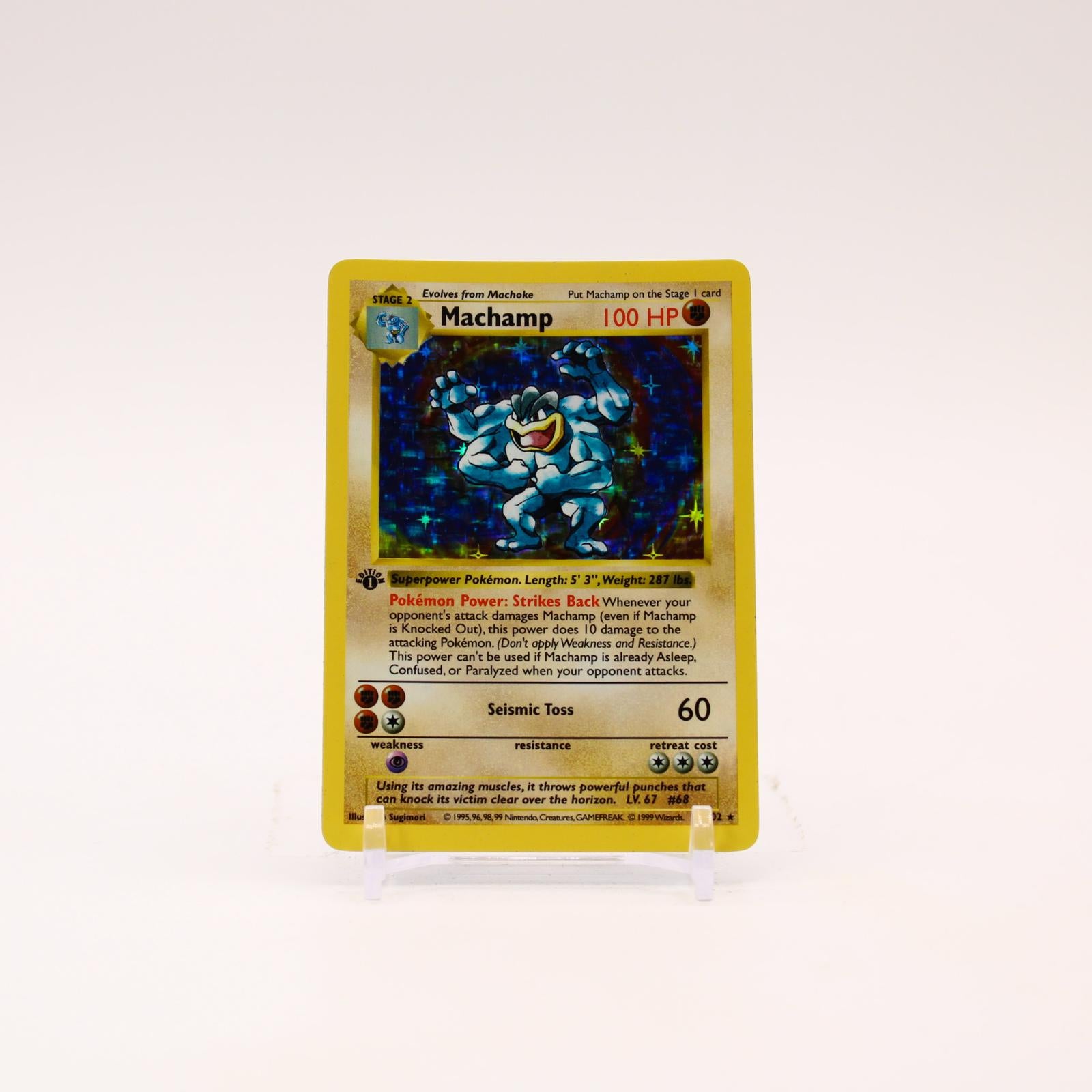 Machamp - 8/102 Base Set Shadowless 1st Edition Holo Rare Pokemon - MP/HP