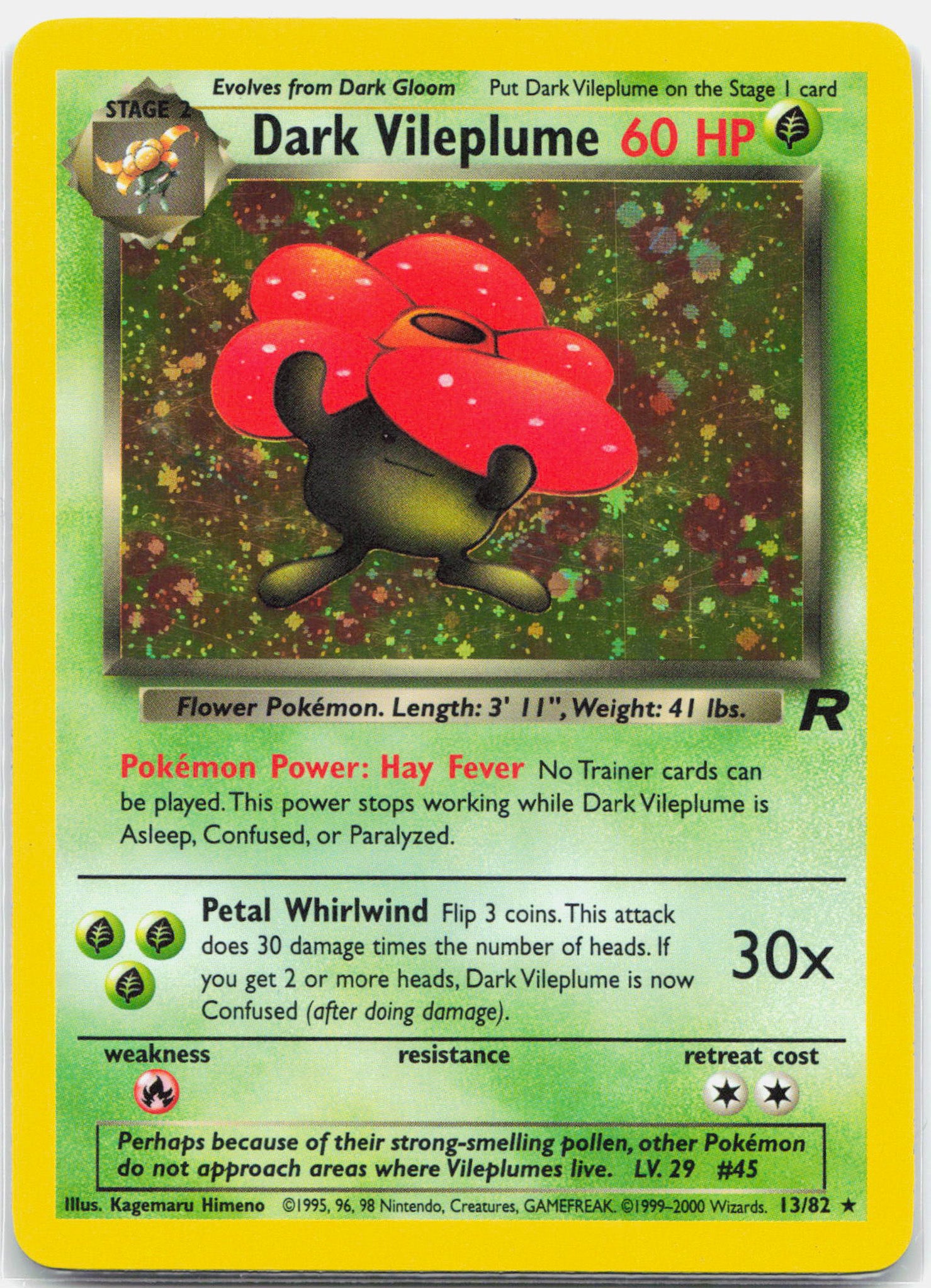 Dark Vileplume - 13/82 Team Rocket Unlimited Holo Rare Pokemon - LP