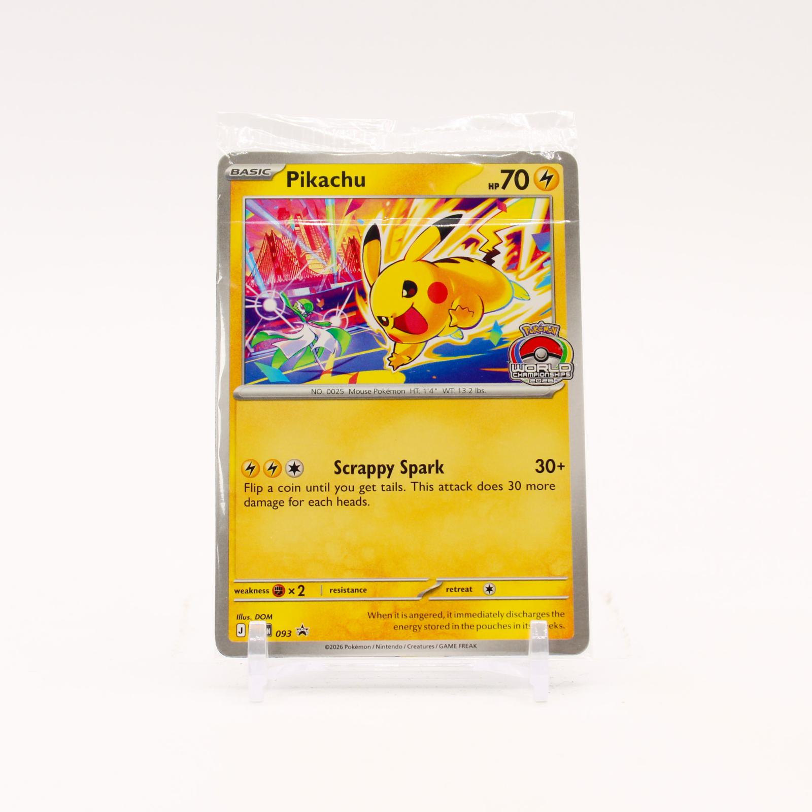 Pikachu - MEP093 SEALED Mega Evolution World Championships Promo Pokemon - NM/MINT